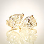 Toi et Moi – 3,02 ct timanttisormus, 14k keltakulta suoraan edestä
