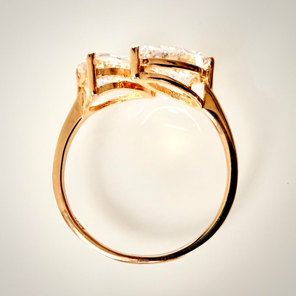 Toi et Moi – 3,02 ct timanttisormus, 14k keltakulta ylhäältä