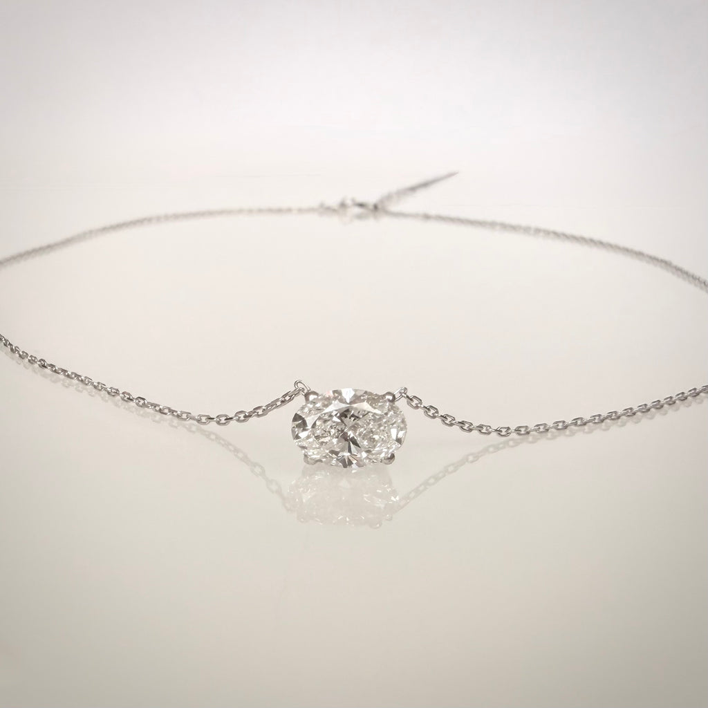 1,45 ct Oval Cut -timanttikaulakoru – E/VS1 – 14K valkokulta – IGI