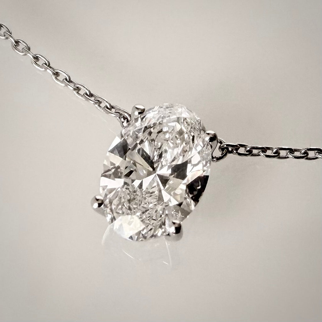 1,54 ct Oval Cut -timanttikaulakoru – D/VS1 – 14K valkokulta – IGI