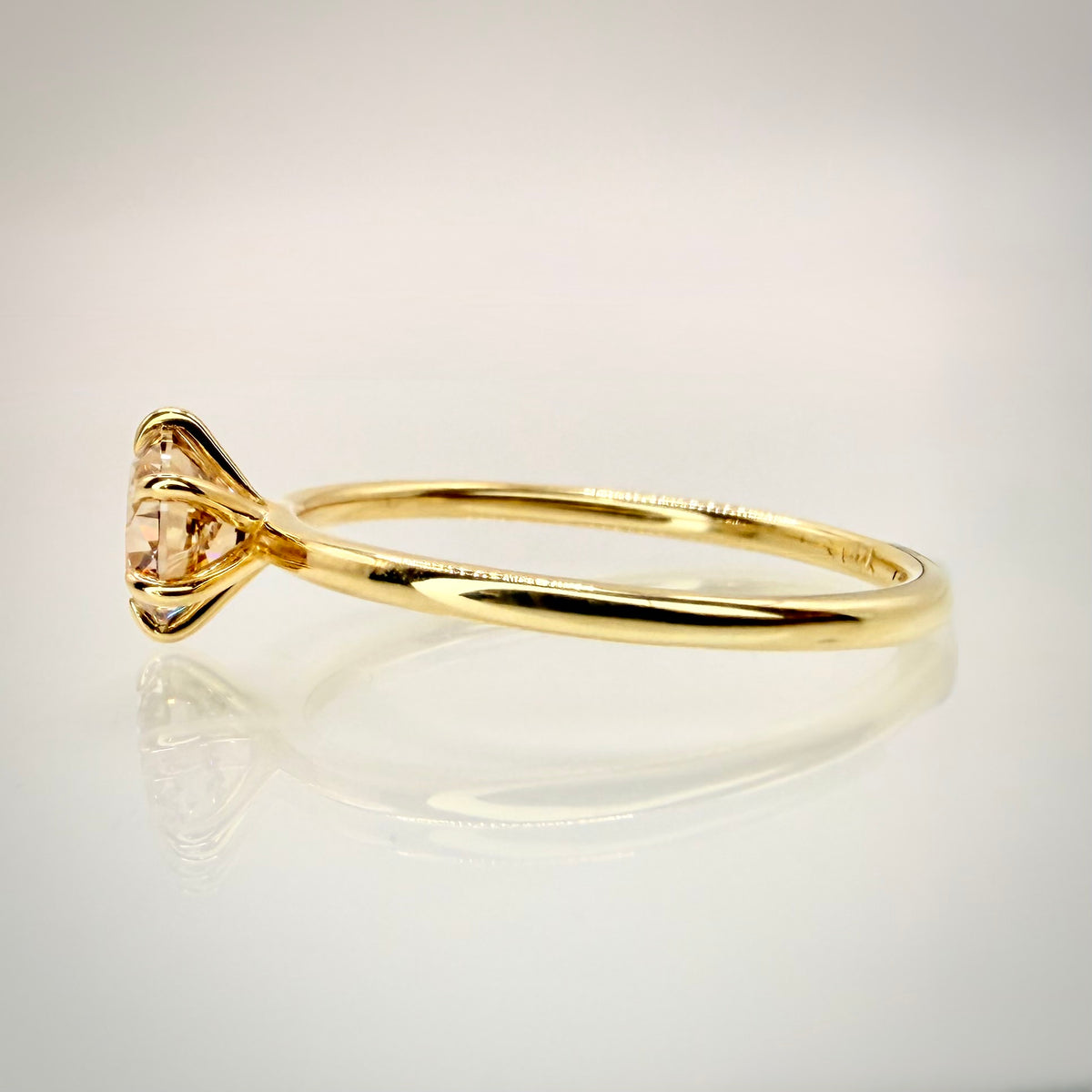 1,02 ct Shamppanja luonnontimanttisormus - Solitaire – 14K keltakulta – IGI sivulta
