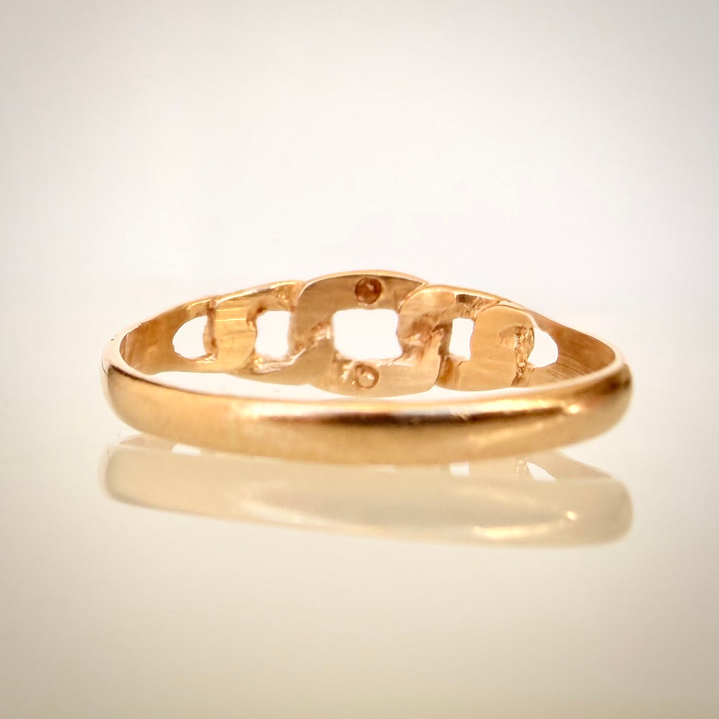 14k kaksivärinen vintage-ketjusormus takaa