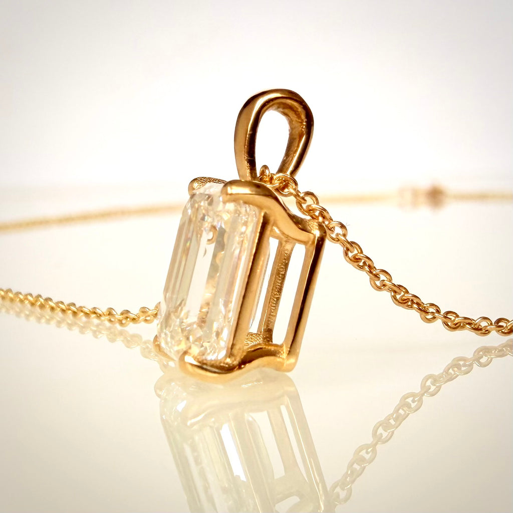 3,03 ct Emerald Cut -timanttikaulakoru – F/VVS2 – 14K keltakulta – IGI sivulta