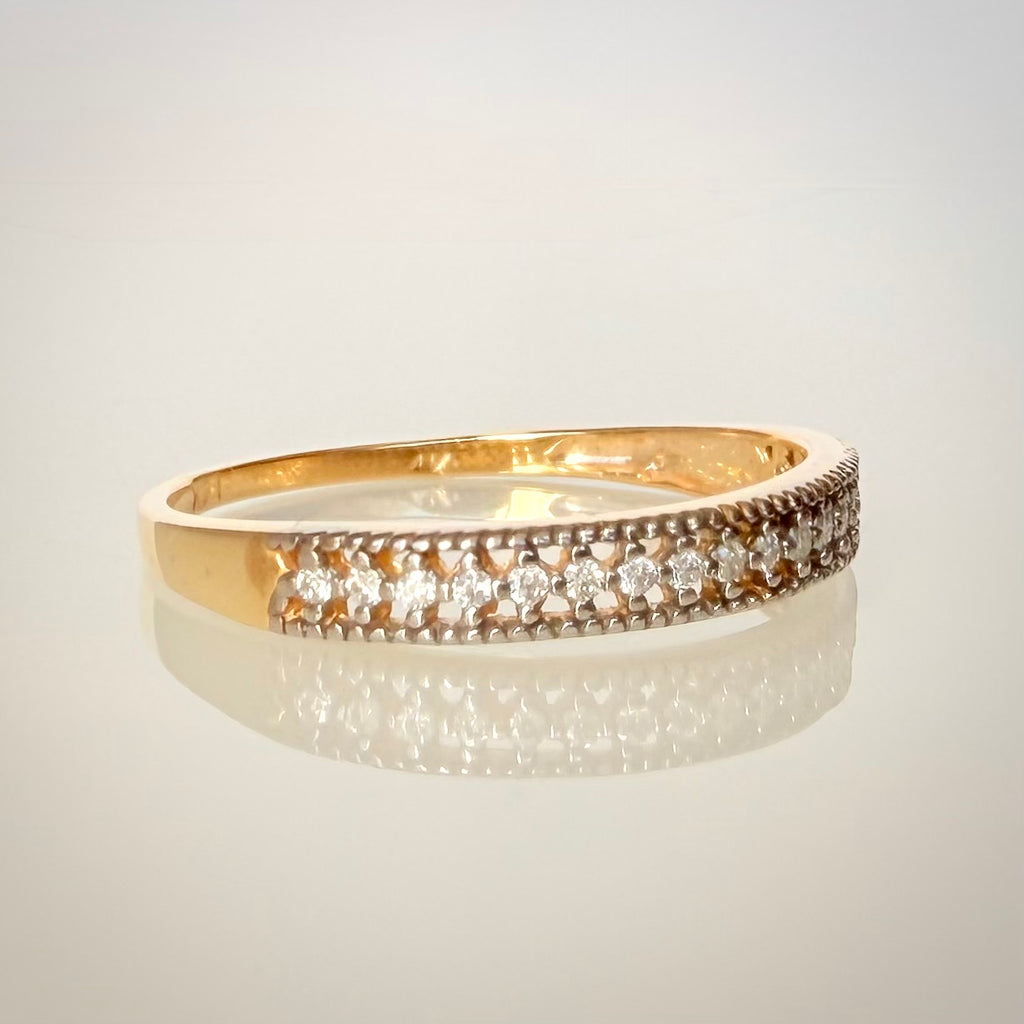0,19 ct luonnontimantti-stackring 14K kultaa | Italia kuva sivu viistosta