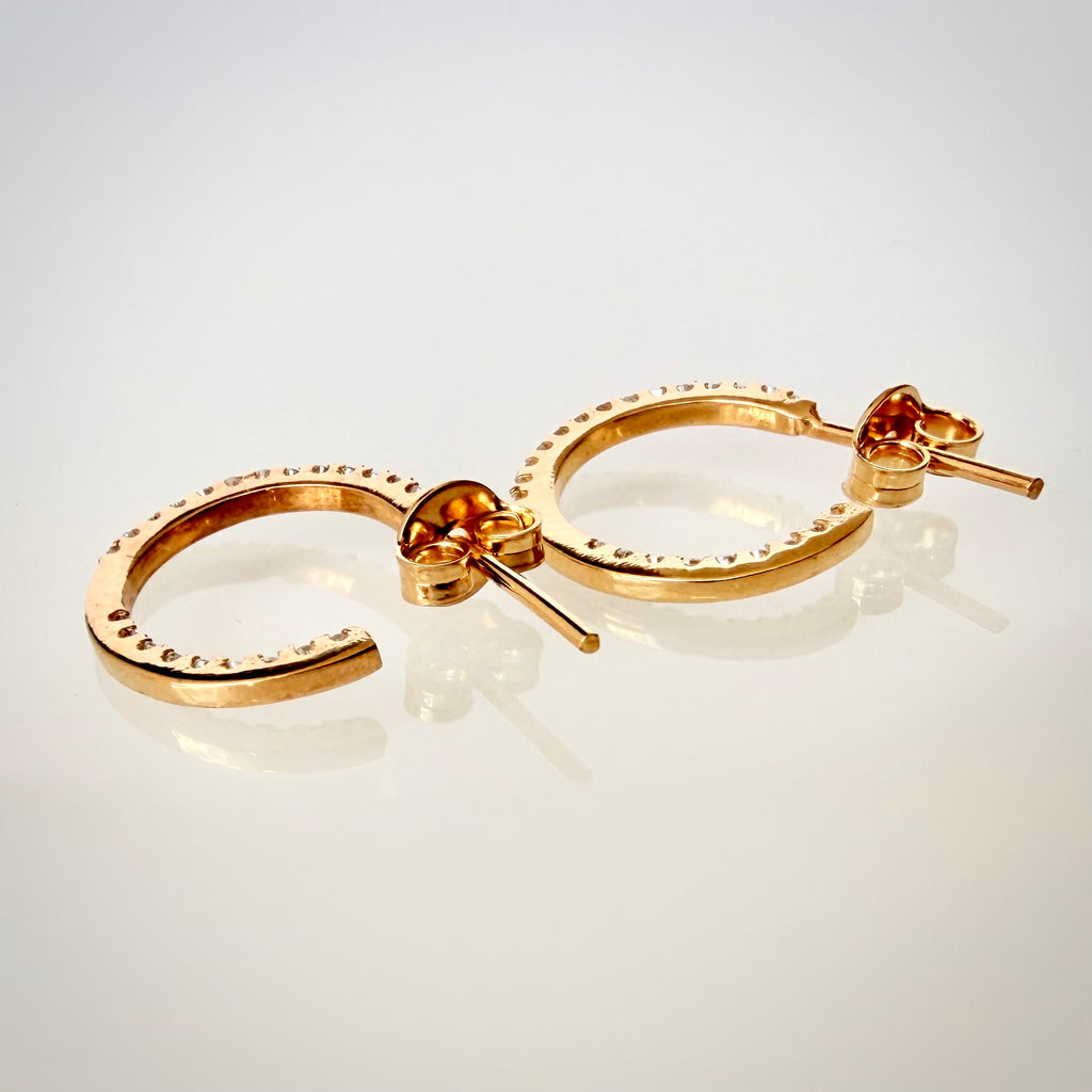 14K kultaiset timanttirengaskorvakorut 0,46 ct takaa