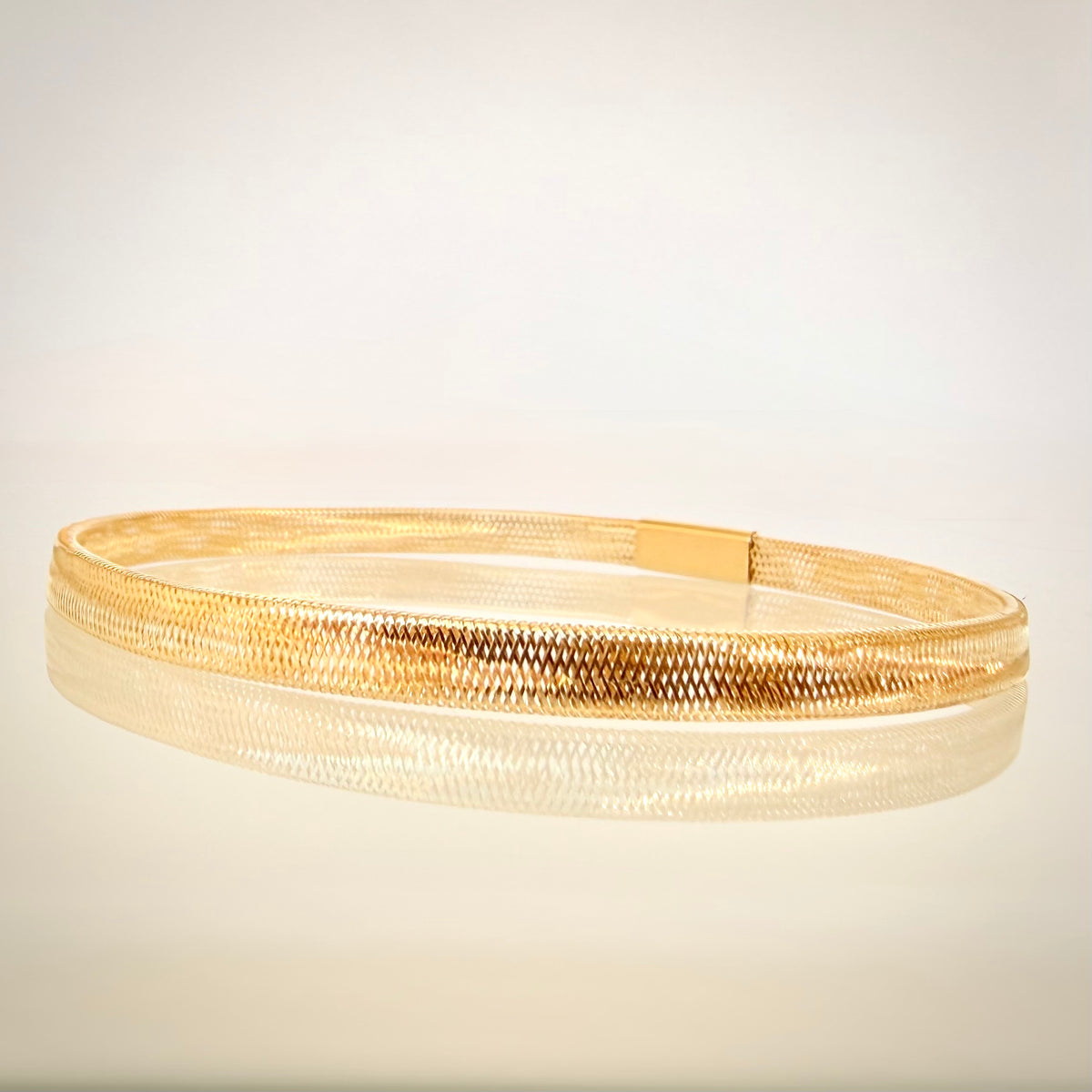 18K keltakultainen joustava mesh-rannekoru – Made in Italy takaa