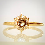1,02 ct Shamppanja luonnontimanttisormus - Solitaire – 14K keltakulta – IGI edestä 2
