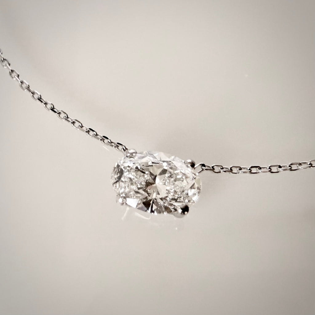 1,45 ct Oval Cut -timanttikaulakoru – E/VS1 – 14K valkokulta – IGI