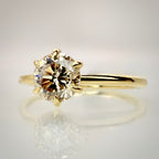 1,02 ct Shamppanja luonnontimanttisormus - Solitaire – 14K keltakulta – IGI etuviistosta