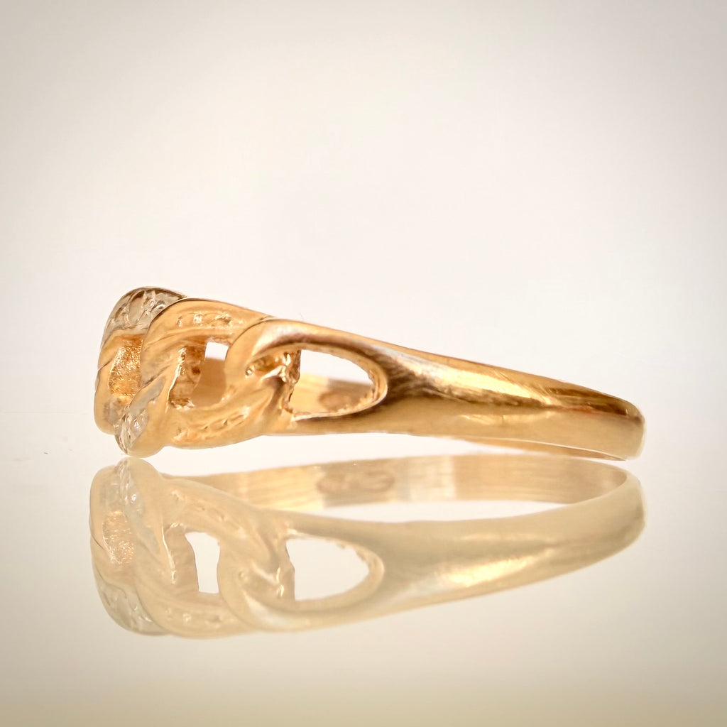 14k kaksivärinen vintage-ketjusormus sivulta