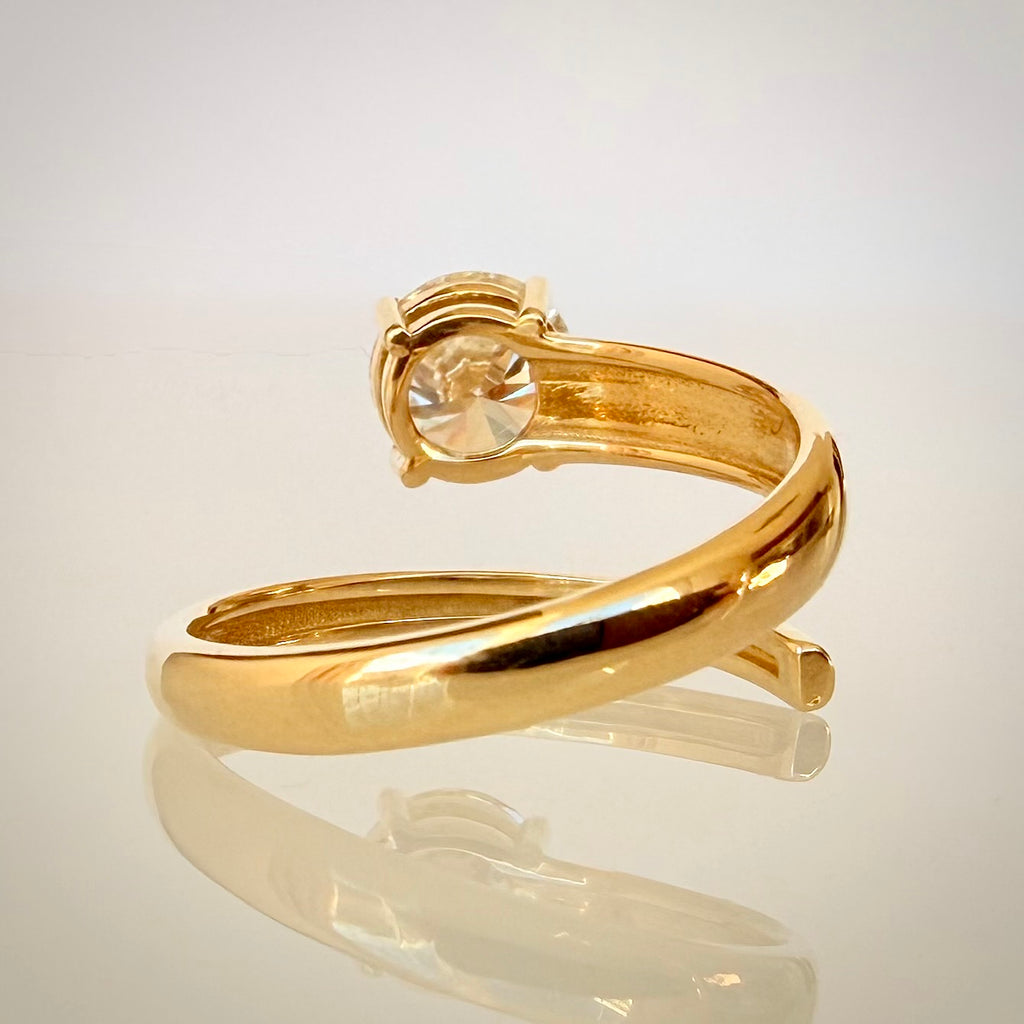 1,00 ct timanttisormus 14K keltakulta D/VVS2 IGI takaa