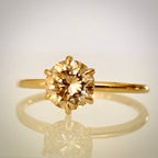 1,02 ct Shamppanja luonnontimanttisormus - Solitaire – 14K keltakulta – IGI etuviistosta