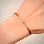 14K ruusukultainen punottu mesh-rannekoru – 18 cm