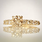 Shamppanjatimanttisormus 0,87 ct – 14K keltakulta – IGI etuviistosta