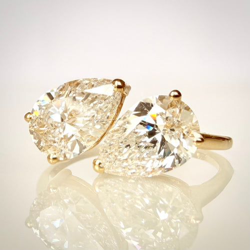 Toi et Moi – 3,02 ct timanttisormus, 14k keltakulta etuviistosta