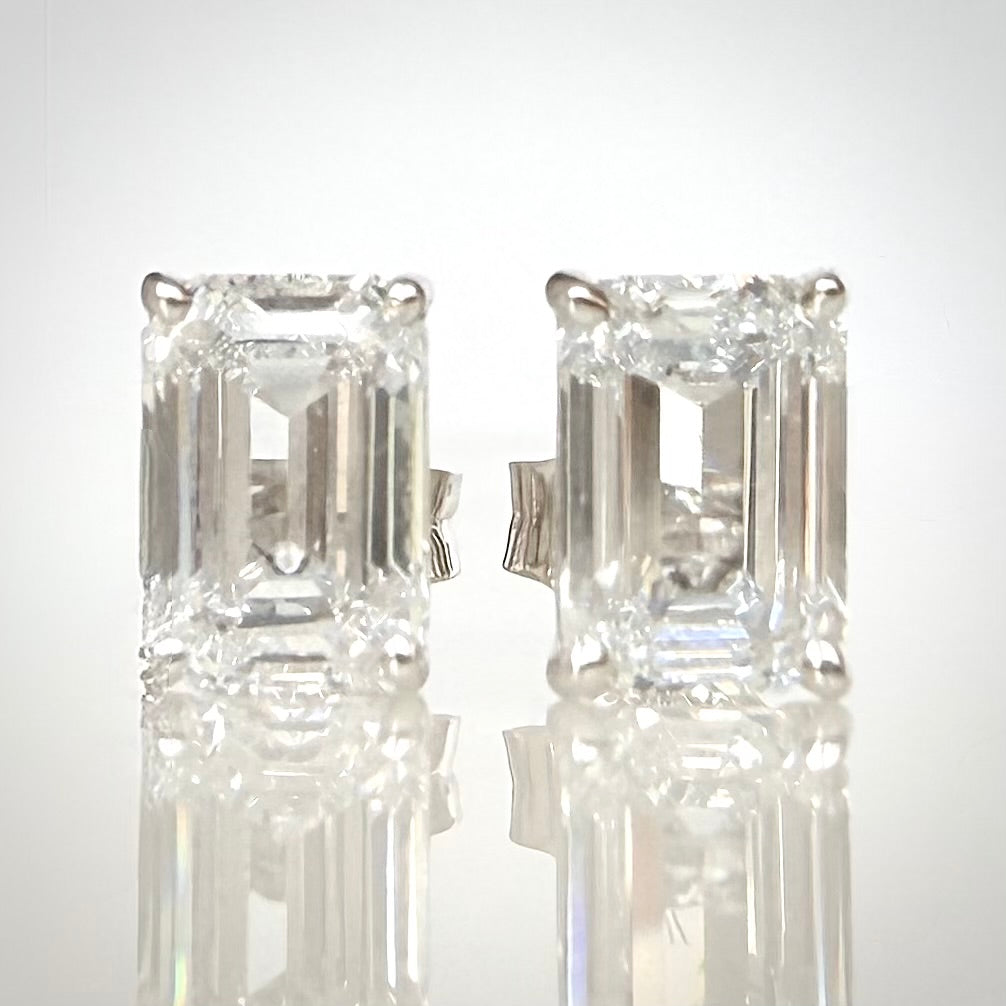 2,19 ct Emerald Cut -timanttikorvakorut – E–F/VVS – 14K valkokulta – HRD