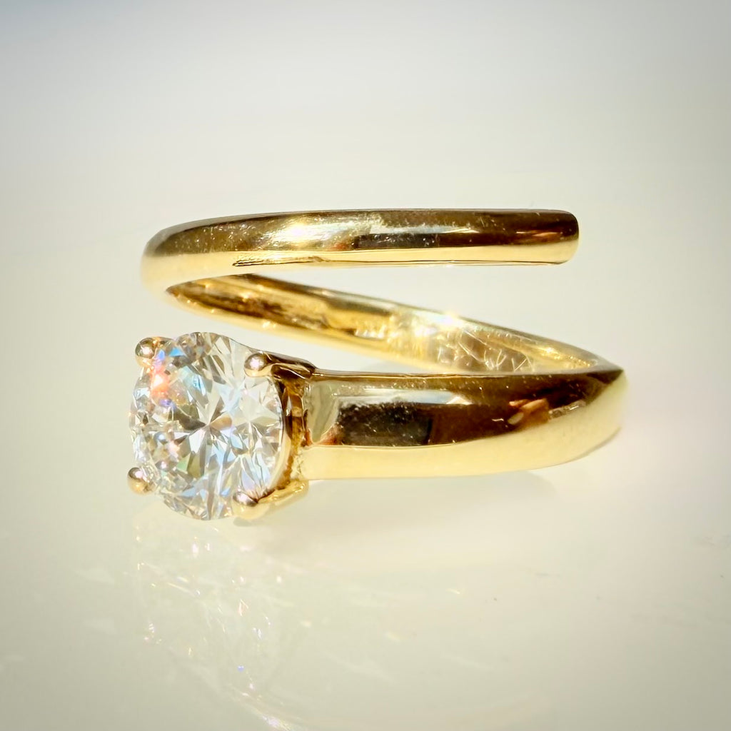 1,00 ct timanttisormus 14K keltakulta D/VVS2 IGI