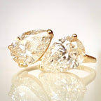 Toi et Moi – 3,02 ct timanttisormus, 14k keltakulta etuviistosta 2