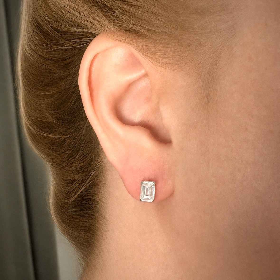 2,19 ct Emerald Cut -timanttikorvakorut – E–F/VVS – 14K valkokulta – HRD
