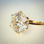 5,07 ct solitaire-timanttisormus – F VVS2 Ideal – 14K keltakulta – IGI