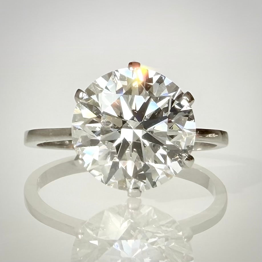 3,09 ct solitaire-timanttisormus – E VS1 Triple Excellent – 18K valkokulta