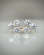Timanttisormus 2,13 ct:n Luxury Cluster 14k keltakulta