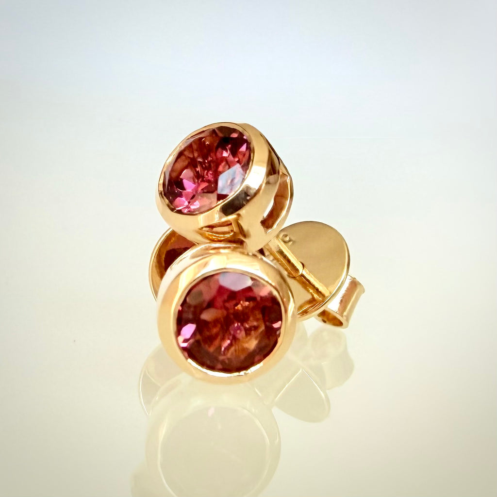 14K keltakultaiset luonnonturmaliinikorvakorut 2,12 ct – Pink Tourmaline – HRD Antwerp