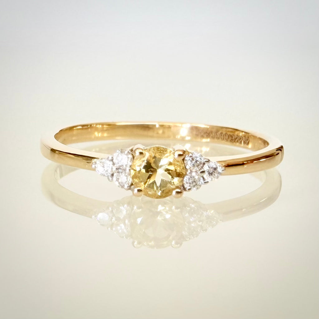 14K Kultasormus 0,16 ct Heliodori & 0,06 ct Luonnontimantit | HRD Antwerp