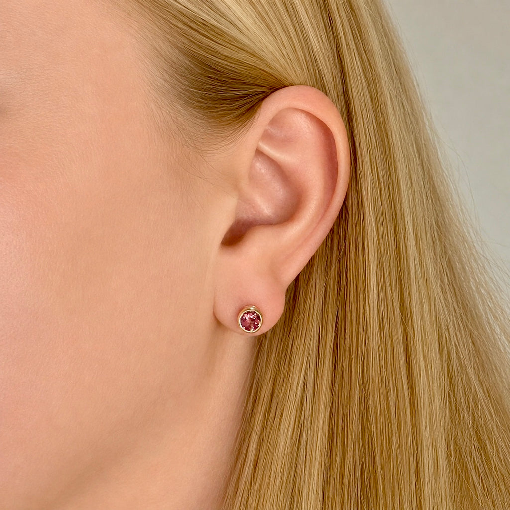 14K keltakultaiset luonnonturmaliinikorvakorut 2,12 ct – Pink Tourmaline – HRD Antwerp