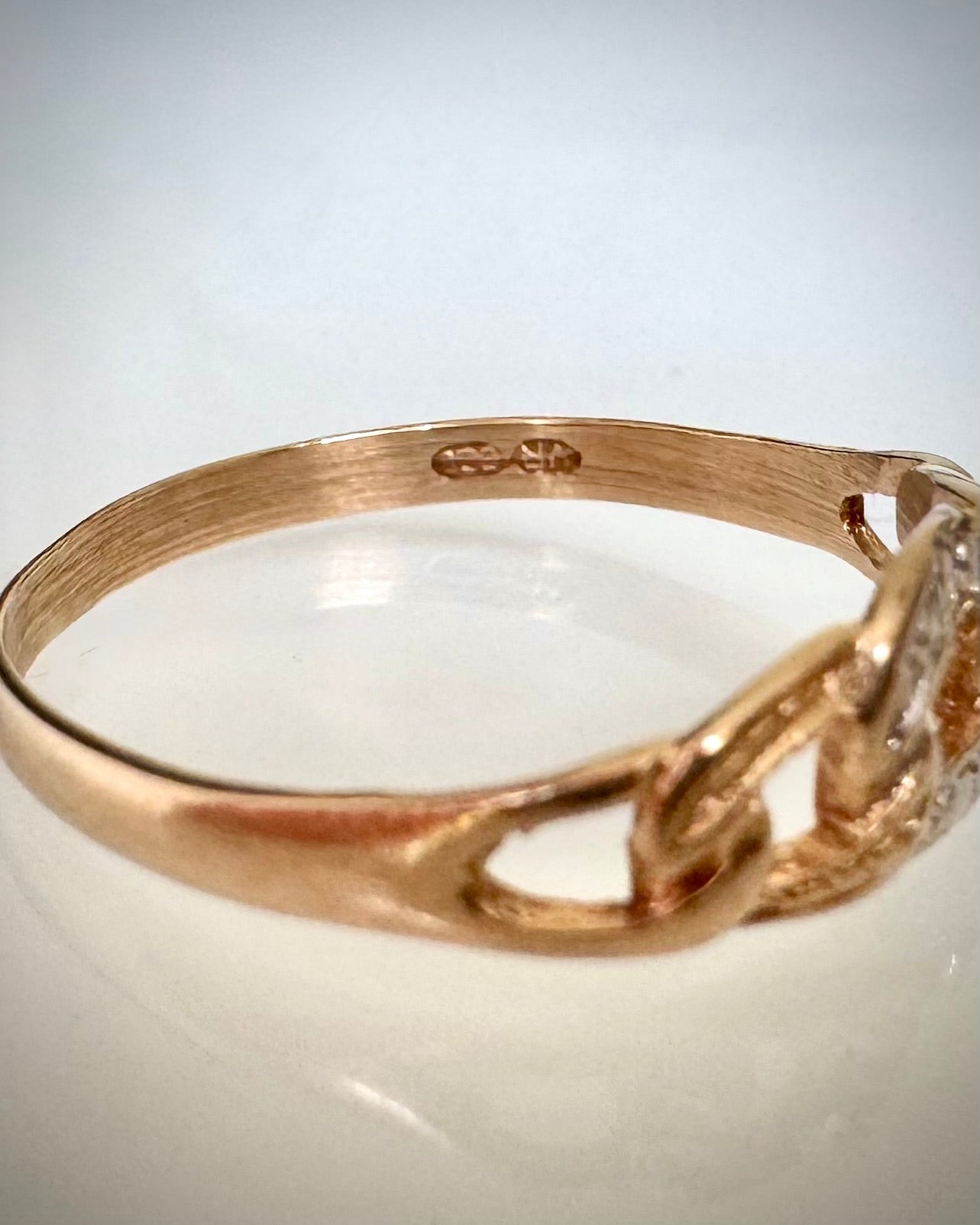 14k kaksivärinen vintage-ketjusormus