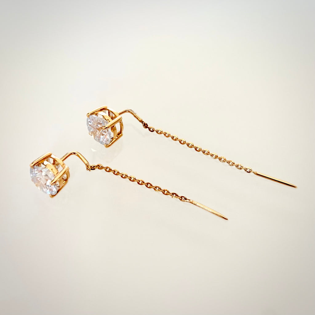 14 kt keltakultaiset threader-timanttikorvakorut 2,41 ct