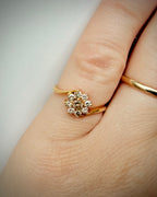 18K Keltakultainen Vintage Flower Cluster -timanttisormus 0,38 ct – Luonnontimantit