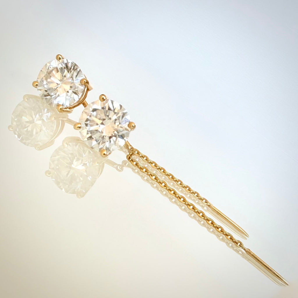 14 kt keltakultaiset threader-timanttikorvakorut 2,41 ct