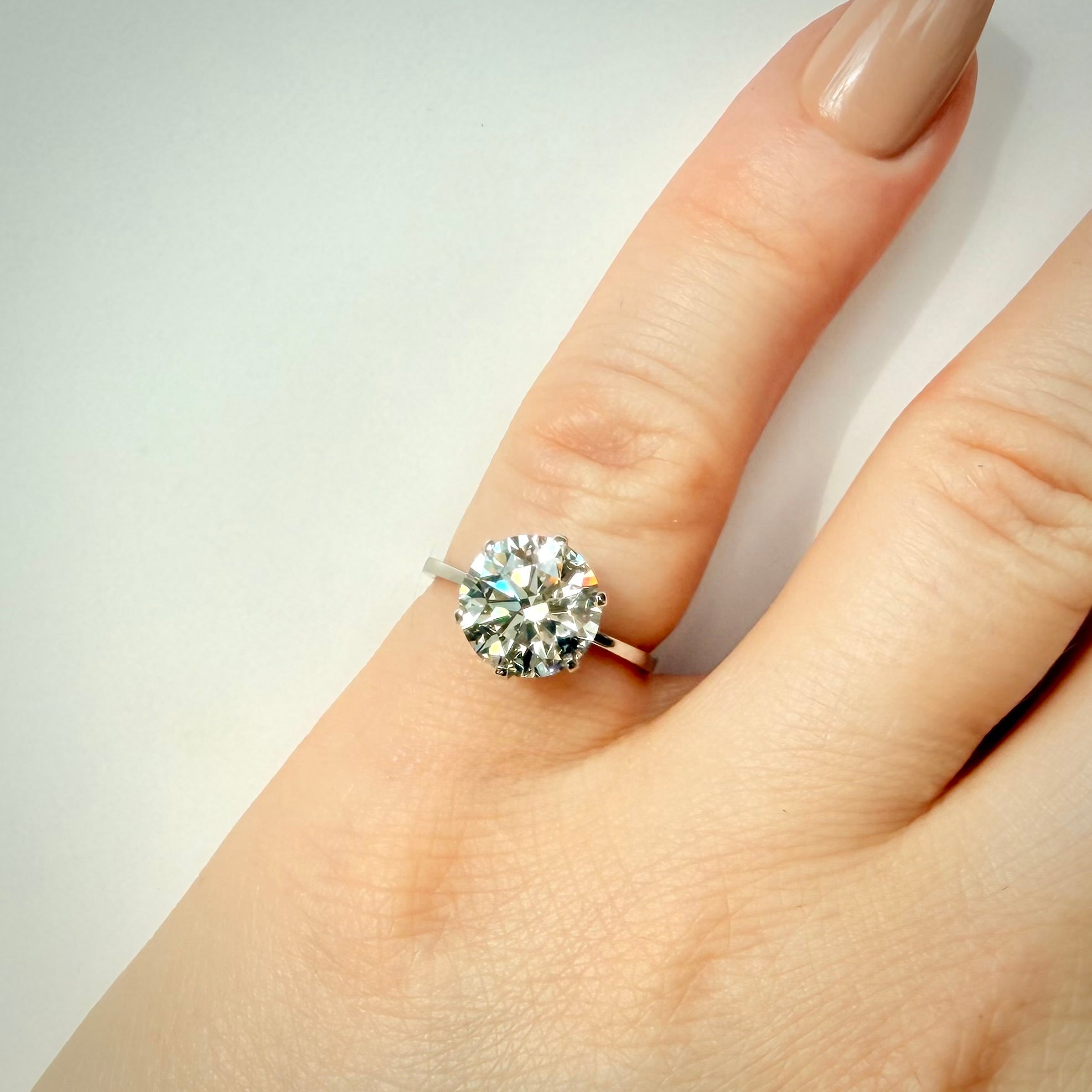 3,09 ct solitaire-timanttisormus – E VS1 Triple Excellent – 18K valkokulta