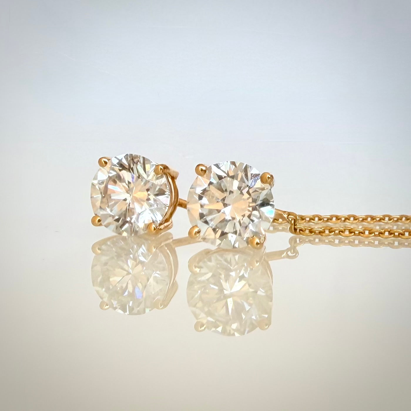 14 kt keltakultaiset threader-timanttikorvakorut 2,41 ct