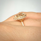 2,60 ct Pear Halo -timanttisormus – Hidden Halo – 14K keltakulta – IGI