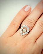 2,08 ct Open Halo -timanttisormus – 14K Valkokulta | HRD Antwerp Jewellery Report