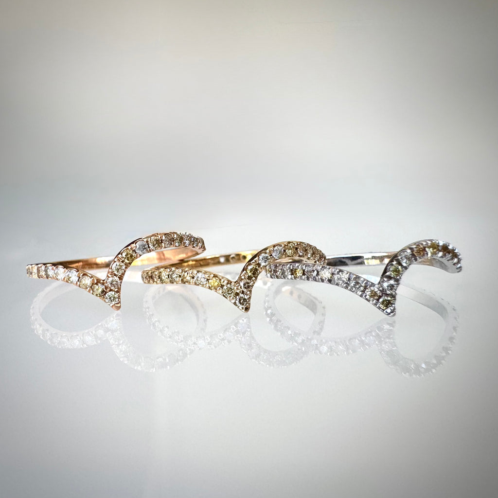 14K Chevron timanttisormus 0,38 ct – Keltakulta