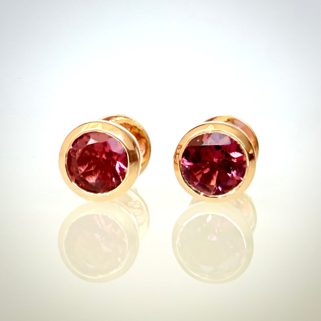 14K keltakultaiset luonnonturmaliinikorvakorut 2,12 ct – Pink Tourmaline – HRD Antwerp