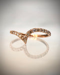 14K ruusukultainen V-mallinen timanttisormus 0,33 ct
