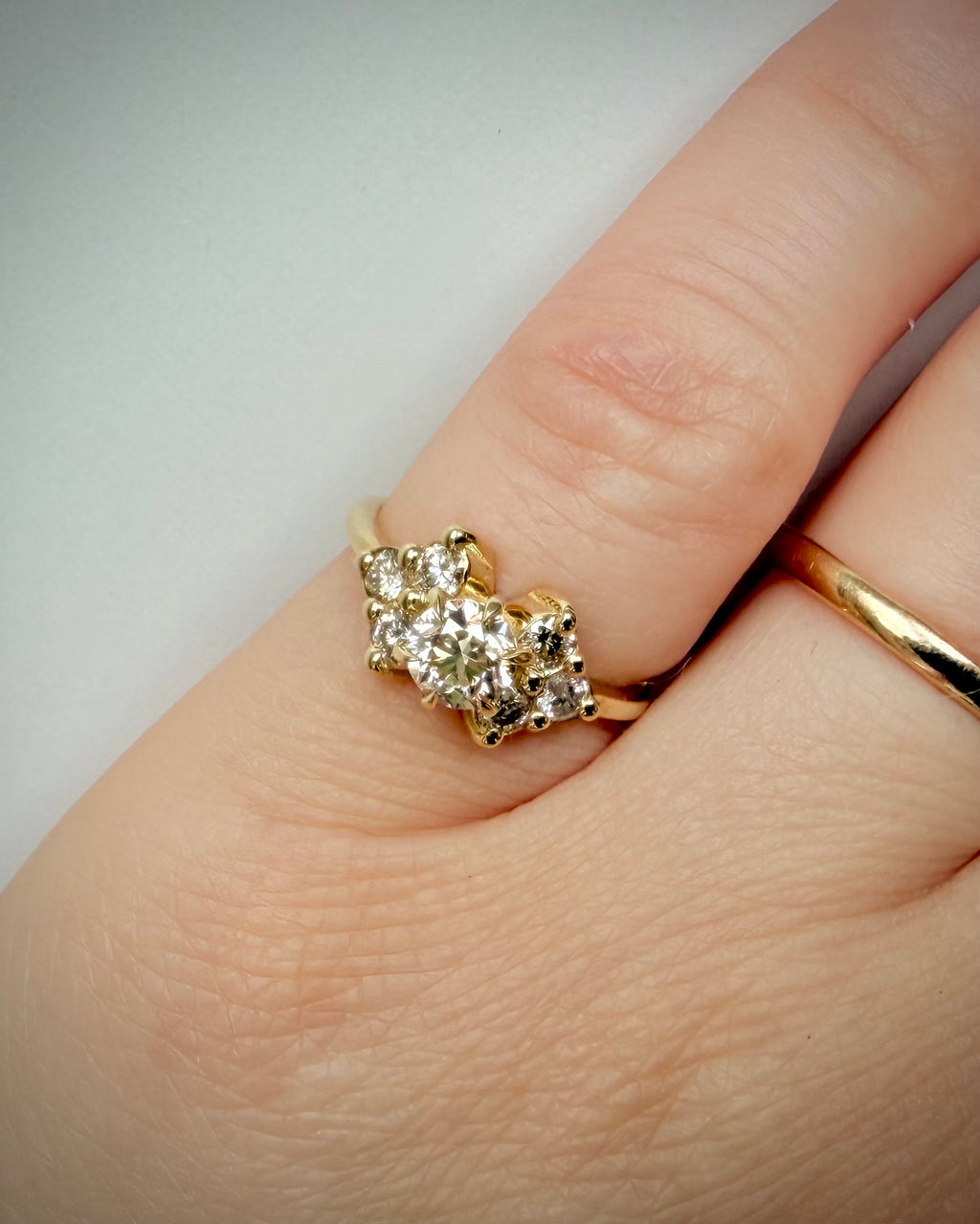 Timanttisormus 1,02 ct Light Champagne 14k keltakulta