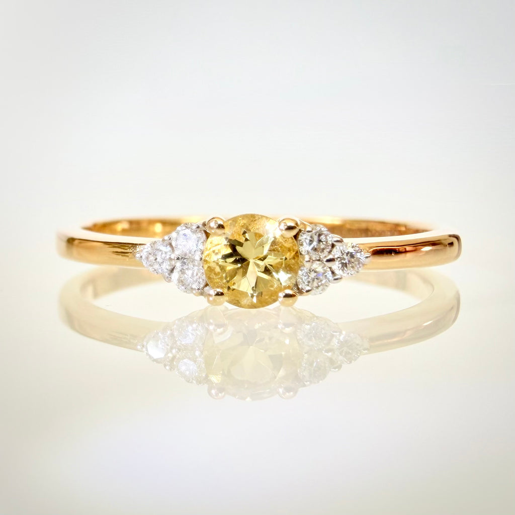 14K Kultasormus 0,16 ct Heliodori & 0,06 ct Luonnontimantit | HRD Antwerp