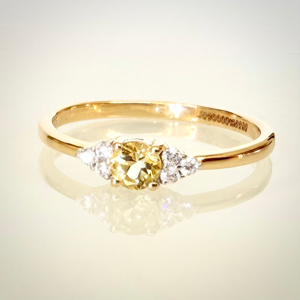 14K Kultasormus 0,16 ct Heliodori & 0,06 ct Luonnontimantit | HRD Antwerp