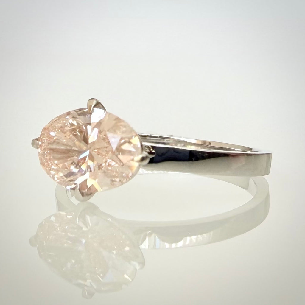 1,50 ct Light Rosé -timanttisormus 14K valkokultaa