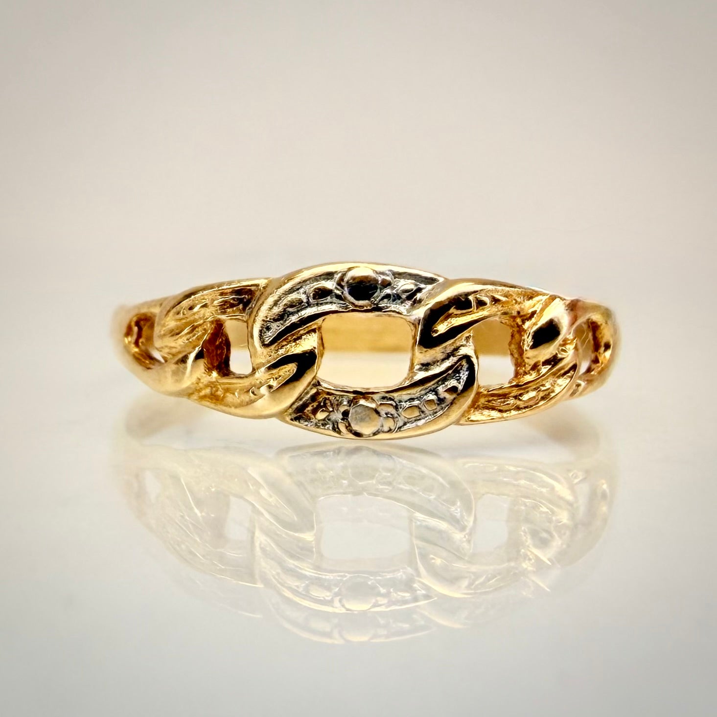 14k kaksivärinen vintage-ketjusormus