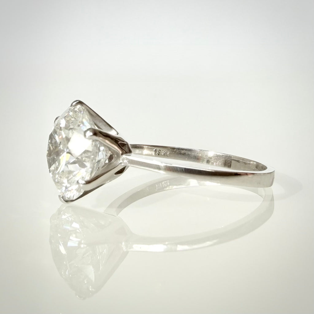 3,09 ct solitaire-timanttisormus – E VS1 Triple Excellent – 18K valkokulta
