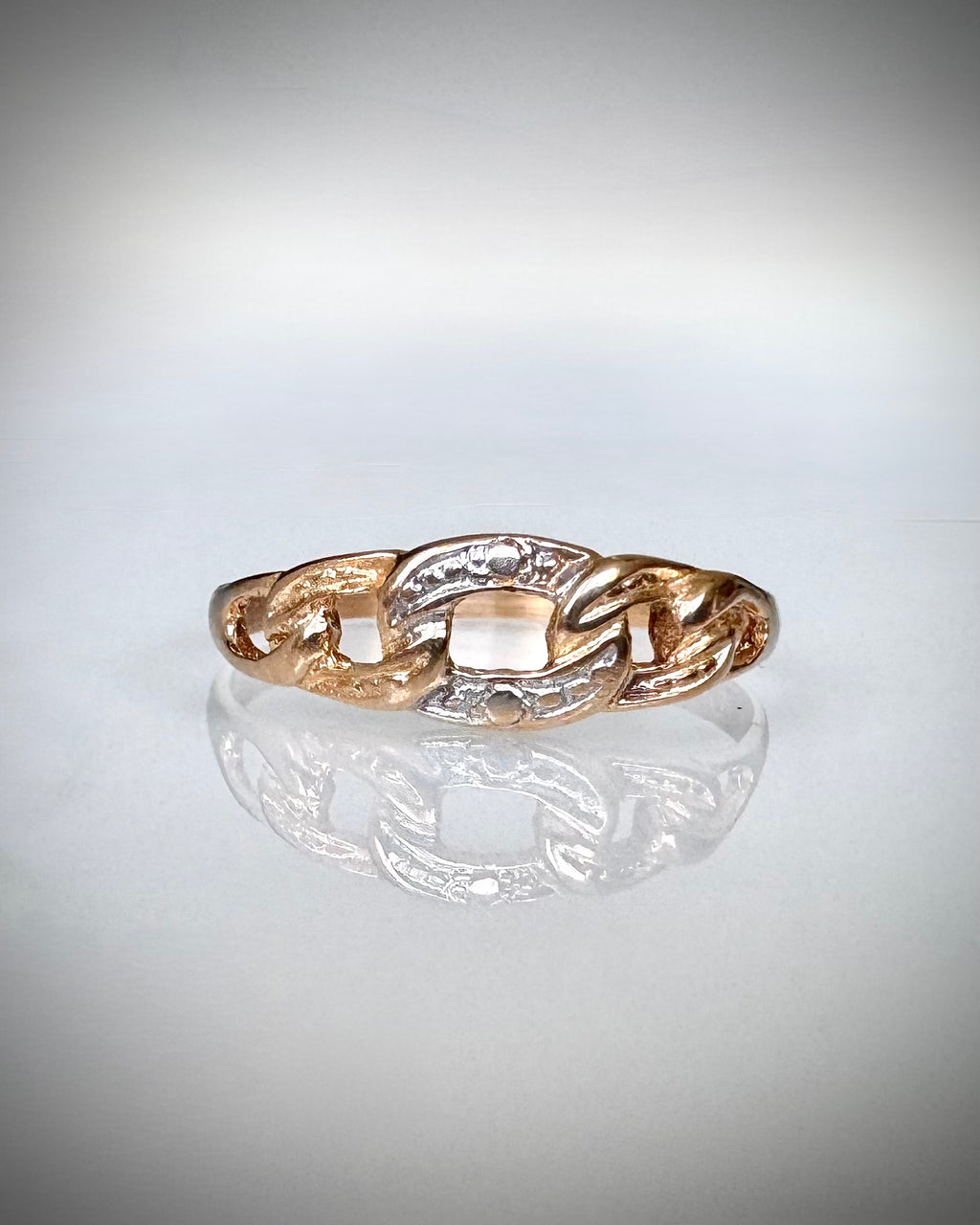 14k kaksivärinen vintage-ketjusormus
