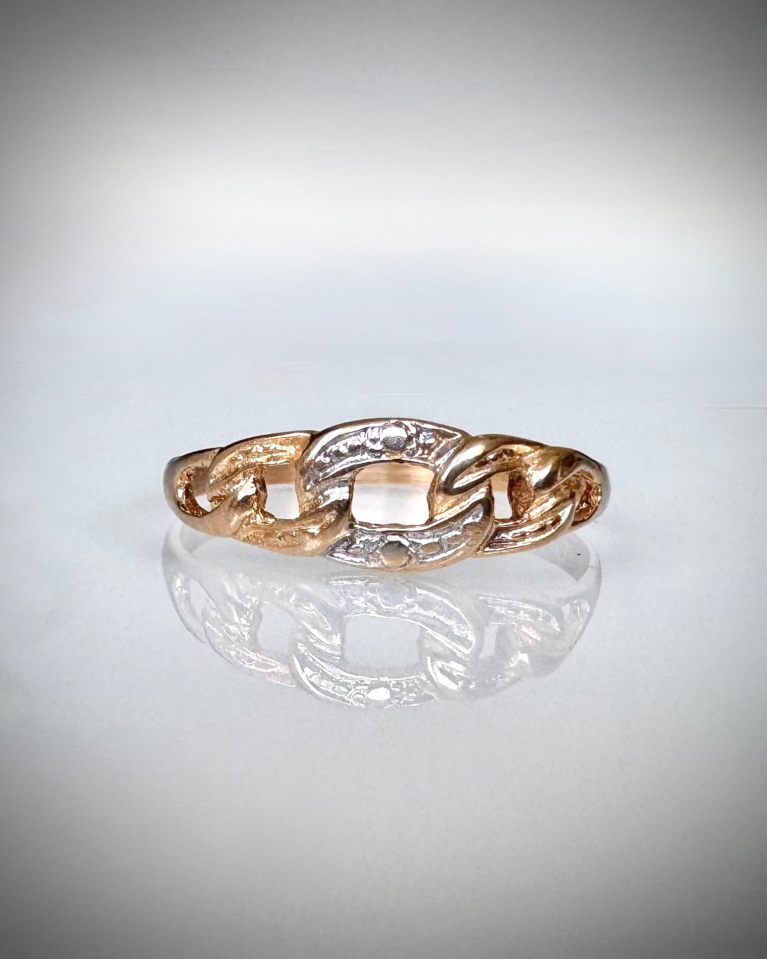 14k kaksivärinen vintage-ketjusormus