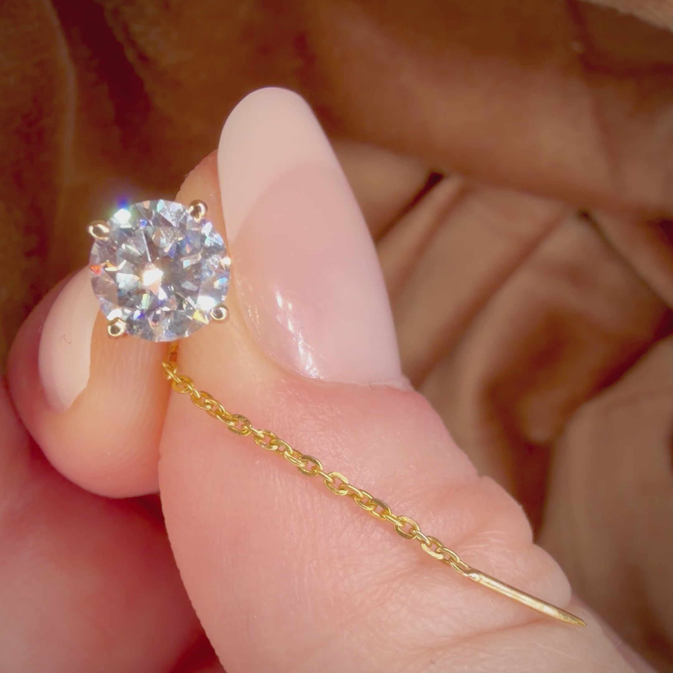 14 kt keltakultaiset threader-timanttikorvakorut 2,41 ct videolla