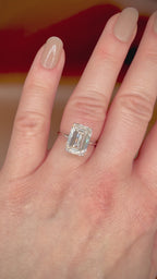 6,01 ct Emerald Cut solitaire-timanttisormus – F/VS1 – 14K valkokulta – IGI sormessa videolla
